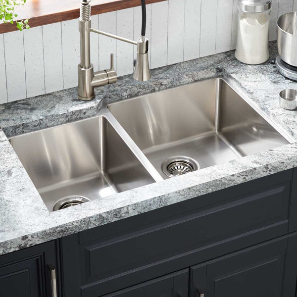 Signature Hardware 448367 32" Ortega 60/40 DoubleBowl Stainless Steel